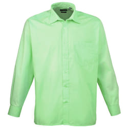 Premier Mens Long Sleeve Formal Plain Work Poplin Shirt - 17, Aqua