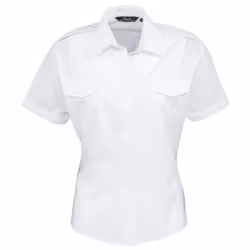 Premier Womens/Ladies Short Sleeve Pilot Blouse / Plain Work Shirt - 12, White