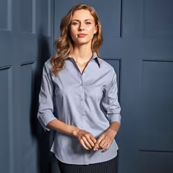 Premier 3/4 Sleeve Poplin Blouse / Plain Work Shirt - 10, Silver