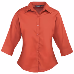 Premier 3/4 Sleeve Poplin Blouse / Plain Work Shirt - 18, Red