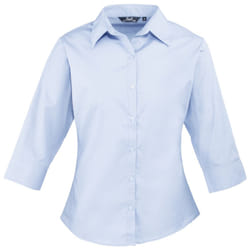 Premier 3/4 Sleeve Poplin Blouse / Plain Work Shirt - 20, Light Blue