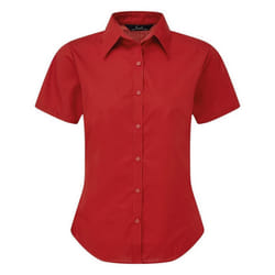 Premier Short Sleeve Poplin Blouse / Plain Work Shirt - 26, Red