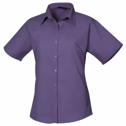 Premier Short Sleeve Poplin Blouse / Plain Work Shirt - 20, Purple