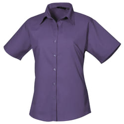 Premier Short Sleeve Poplin Blouse / Plain Work Shirt - 20, Purple