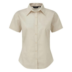 Premier Short Sleeve Poplin Blouse / Plain Work Shirt - 12, Natural