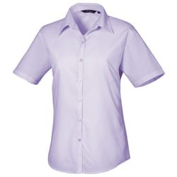 Premier Short Sleeve Poplin Blouse / Plain Work Shirt - 16, Lilac