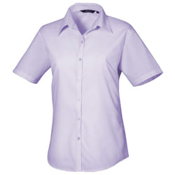 Premier Short Sleeve Poplin Blouse / Plain Work Shirt - 10, Lilac