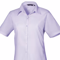 Premier Short Sleeve Poplin Blouse / Plain Work Shirt - 10, Lilac