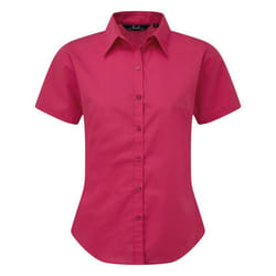 Premier Short Sleeve Poplin Blouse / Plain Work Shirt - 22, Hot Pink
