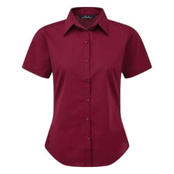 Premier Short Sleeve Poplin Blouse / Plain Work Shirt - 26, Burgundy