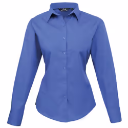Premier Womens/Ladies Poplin Long Sleeve Blouse / Plain Work Shirt - 22, Royal