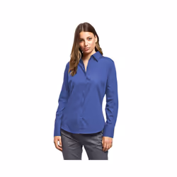 Premier Womens/Ladies Poplin Long Sleeve Blouse / Plain Work Shirt - 22, Royal