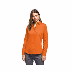 Premier Womens/Ladies Poplin Long Sleeve Blouse / Plain Work Shirt - 26, Orange