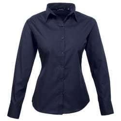 Premier Womens/Ladies Poplin Long Sleeve Blouse / Plain Work Shirt - 22, Navy