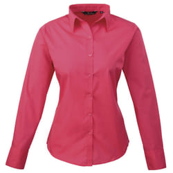 Premier Womens/Ladies Poplin Long Sleeve Blouse / Plain Work Shirt - 8, Hot Pink