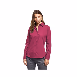 Premier Womens/Ladies Poplin Long Sleeve Blouse / Plain Work Shirt - 8, Hot Pink