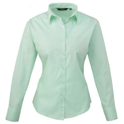 Premier Womens/Ladies Poplin Long Sleeve Blouse / Plain Work Shirt - 24, Aqua