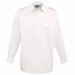 Premier Mens Long Sleeve Pilot Plain Work Shirt - 14.5, White