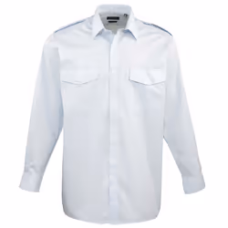Premier Mens Long Sleeve Pilot Plain Work Shirt - 18, Light Blue