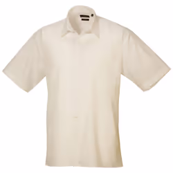 Premier Mens Short Sleeve Formal Poplin Plain Work Shirt - 18, Natural
