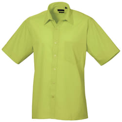 Premier Mens Short Sleeve Formal Poplin Plain Work Shirt - 16, Lime