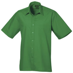 Premier Mens Short Sleeve Formal Poplin Plain Work Shirt - 15.5, Emerald