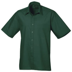 Premier Mens Short Sleeve Formal Poplin Plain Work Shirt - 16.5, Bottle