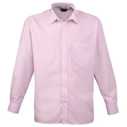 Premier Mens Long Sleeve Formal Plain Work Poplin Shirt - 19, Pink