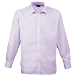 Premier Mens Long Sleeve Formal Plain Work Poplin Shirt - 14.5, Lilac