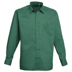 Premier Mens Long Sleeve Formal Plain Work Poplin Shirt - 17.5, Emerald