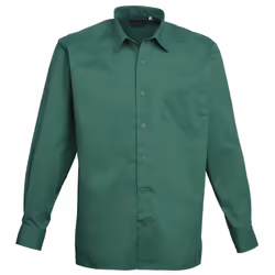 Premier Mens Long Sleeve Formal Plain Work Poplin Shirt - 15.5, Emerald