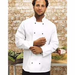 Premier Unisex Cuisine Long Sleeve Chefs Jacket - L, White