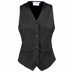Premier Womens/Ladies Hospitality Waistcoat / Catering / Barwear - 2XL, Black
