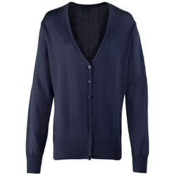 Premier Womens/Ladies Button Through Long Sleeve V-neck Knitted Cardigan - 16, Navy