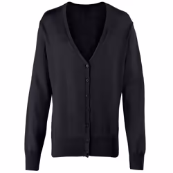 Premier Womens/Ladies Button Through Long Sleeve V-neck Knitted Cardigan - 18, Black