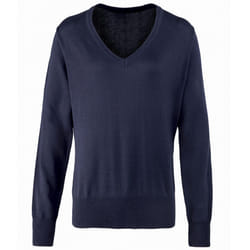 Premier Womens/Ladies V-Neck Knitted Sweater / Top - 16, Navy