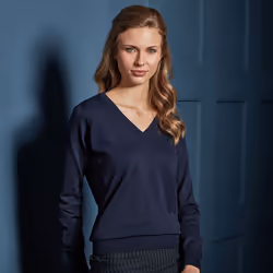 Premier Womens/Ladies V-Neck Knitted Sweater / Top - 16, Navy