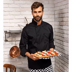 Premier Unisex Cuisine Long Sleeve Chefs Jacket - XL, Black