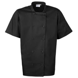 Premier Unisex Short Sleeved Chefs Jacket / Workwear - XL, Black