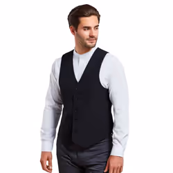 Premier Mens Lined Polyester Waistcoat / Catering / Bar Wear - 2XL, Black