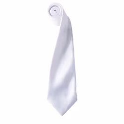 Premier Mens Plain Satin Tie (Narrow Blade) - One Size, White