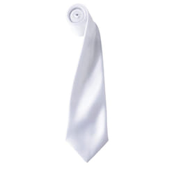 Premier Mens Plain Satin Tie (Narrow Blade) - One Size, White