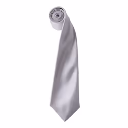 Premier Mens Plain Satin Tie (Narrow Blade) - One Size, Silver Grey
