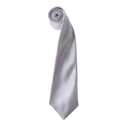 Premier Mens Plain Satin Tie (Narrow Blade) - One Size, Silver Grey