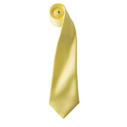 Premier Mens Plain Satin Tie (Narrow Blade) - One Size, Lemon