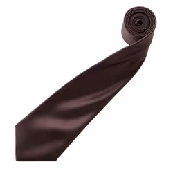 Premier Mens Plain Satin Tie (Narrow Blade) - One Size, Brown