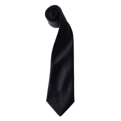Premier Mens Plain Satin Tie (Narrow Blade) - One Size, Black