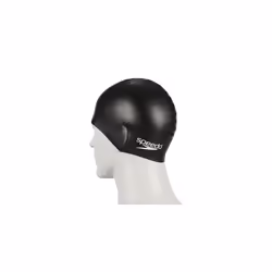 Junior Plain Moulded Silicone Swimming Cap | Dry Hair | Kids Swim, Black, One Size