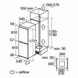 CDA FW852 Integrated 50/50 combination fridge freezer