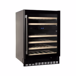 Amica AWC600BL, Compressor wine cooler, Freestanding, 46 bottle(s), G, Interior light, Black